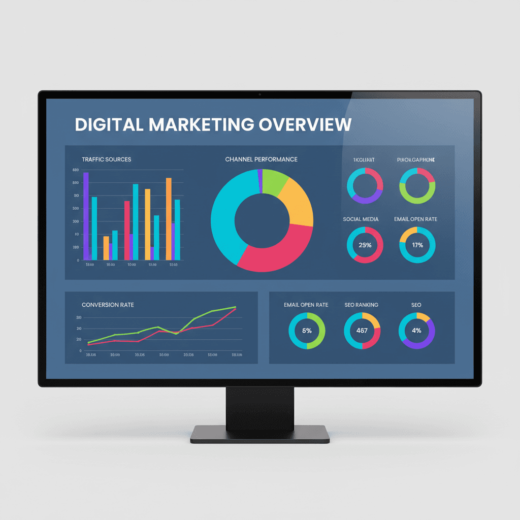 Marketing analytics dashboard showing campaign performance data