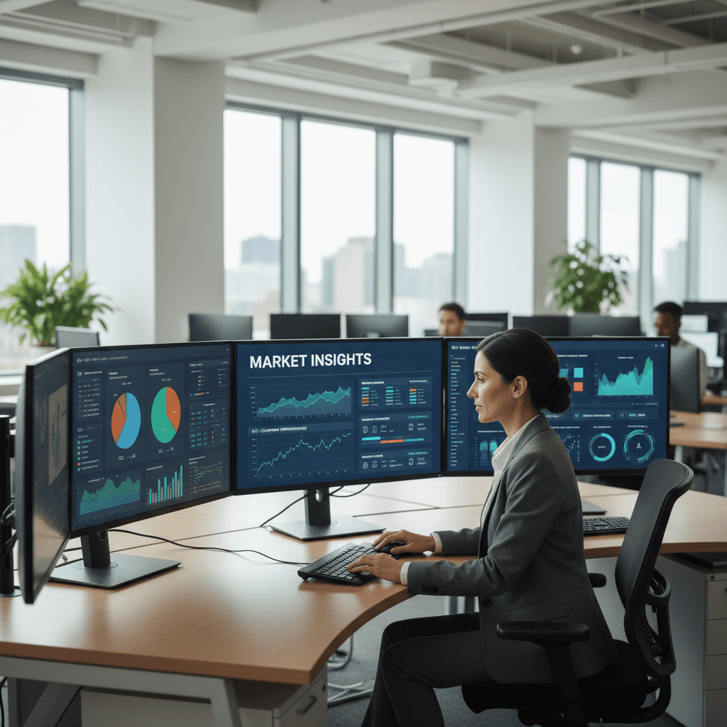 Data analytics dashboard on monitors