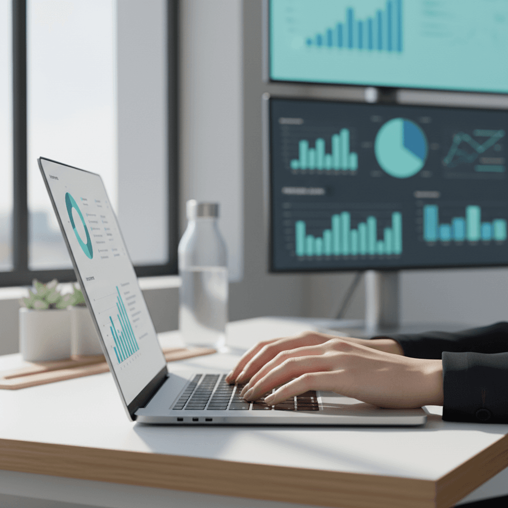Marketing professional at desk